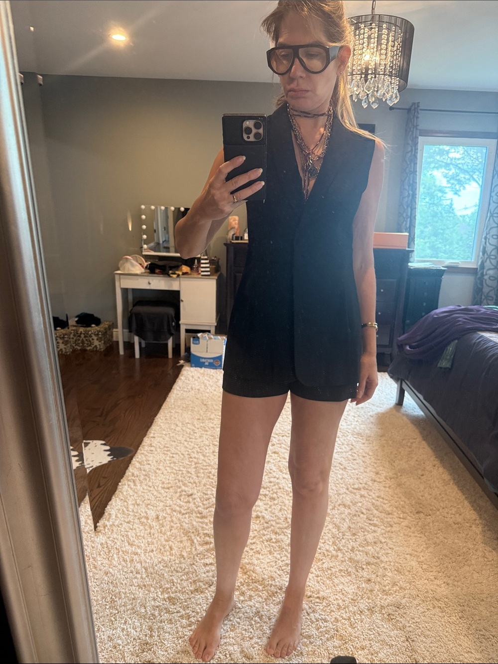 Zara Black Sleeveless V-Neck Tailored Romper